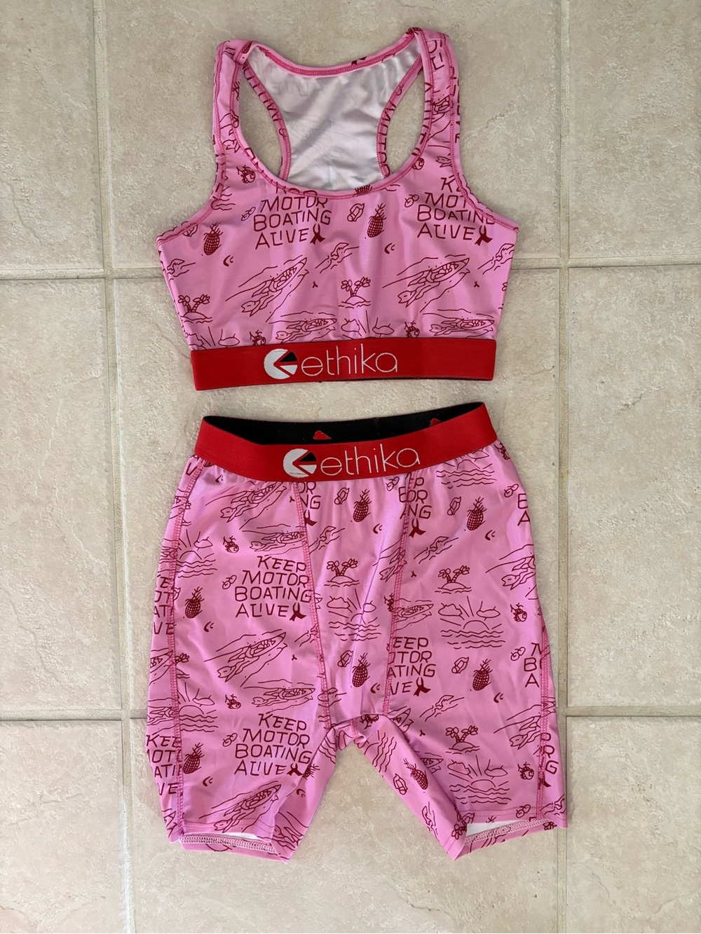 NWOT Ethika Matching Pink Workout Set - Size Small
